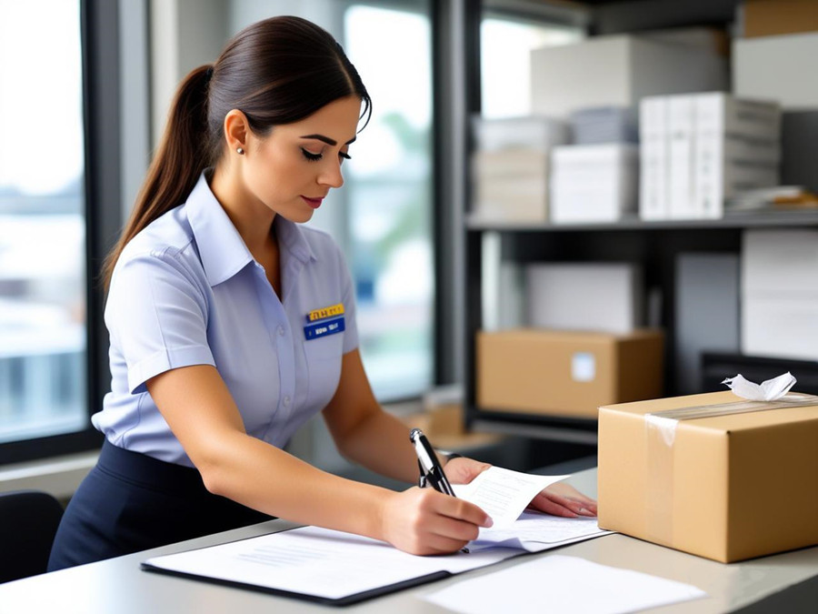 工作人員在對包裹進行檢查 工作人員在對包裹進行檢查