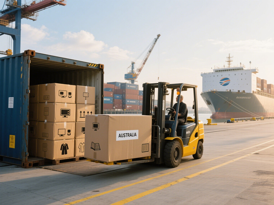 國際物流公司的工作人員正在搬運快遞